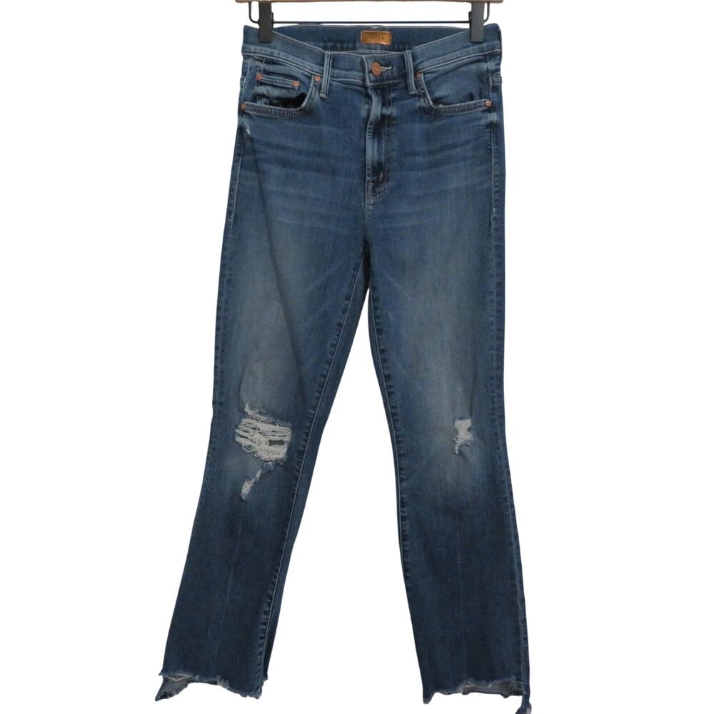 Mother Women Sz 26 The Insider Crop Step Fray Jeans Dancing on Coals Distressed